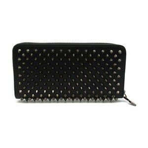 Christian Louboutin Black Studded Wallet Calfskin Panettone Leather